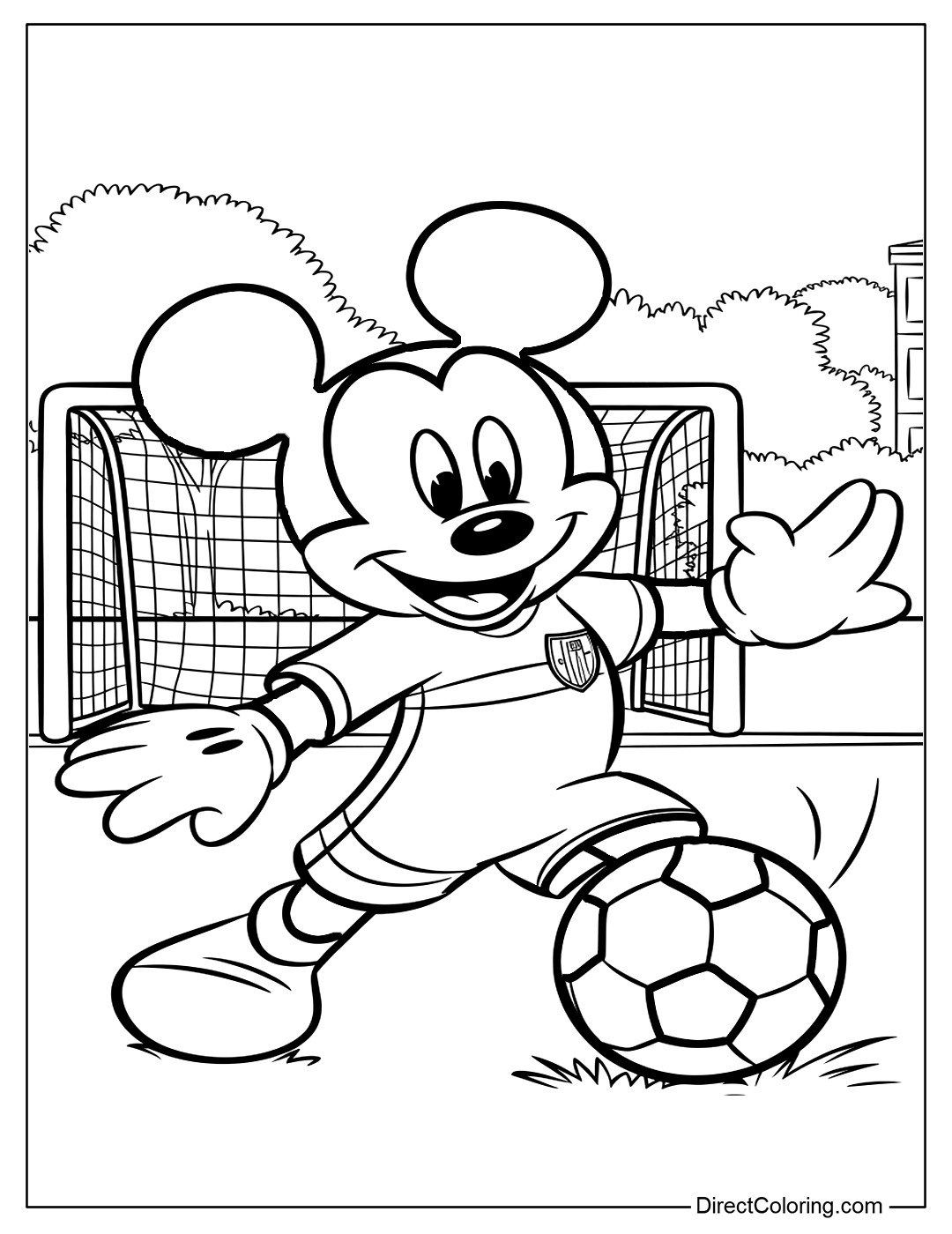 Mickey Playing Soccer Coloring Page